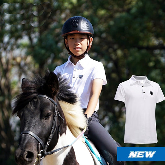 Children's Sports POLO Junior Race Equestrian Short-Sleeved T-Shirt Cotton Children's Equestrian Clothing Top