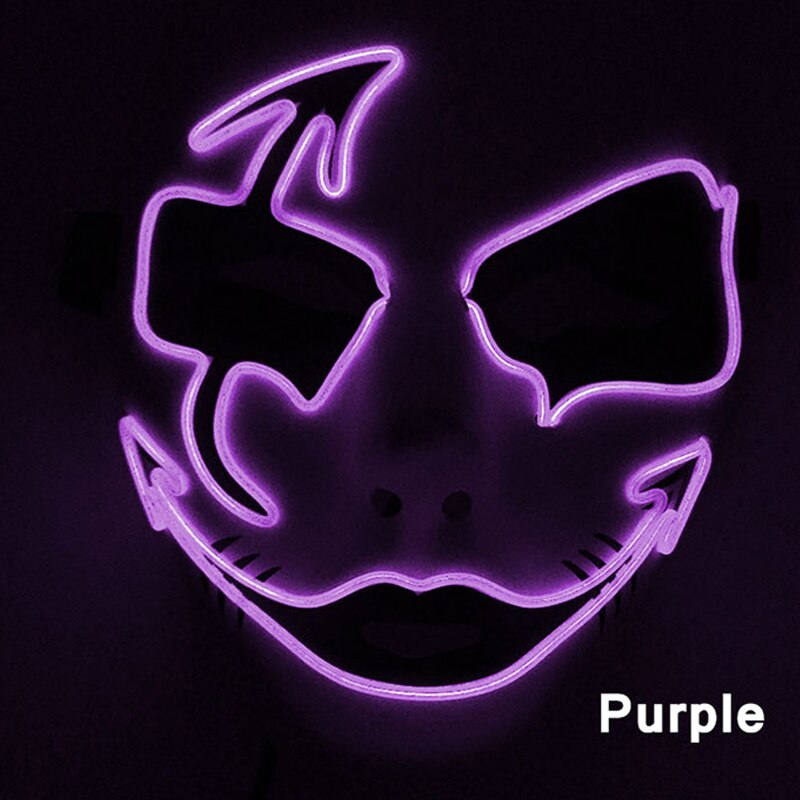Neon Light LED Mask LED Halloween Scary Mask Cosplay Party Masque Masquerade Masks Halloween Costume Carnival Glow Party Props