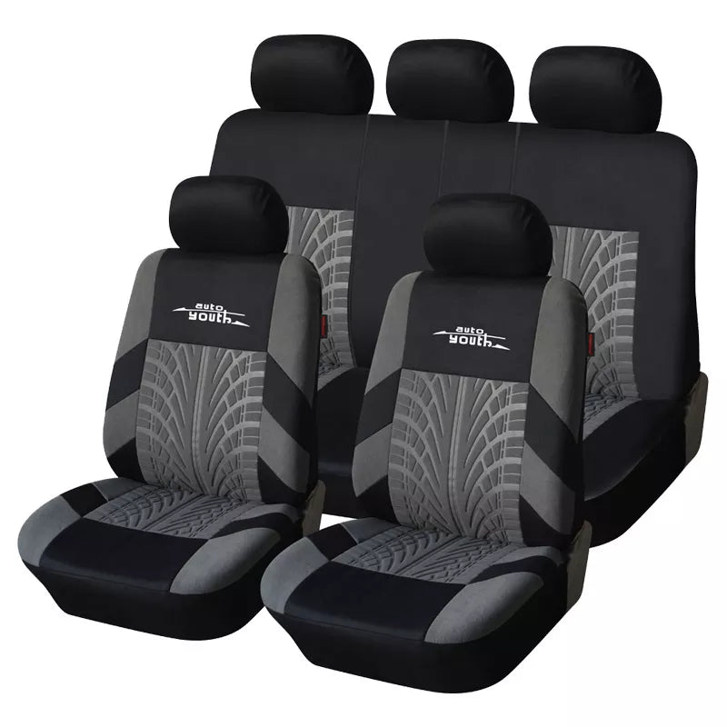AUTOYOUTH Car Seat Covers Full Set Car Seat Protector Auto Seat Covers Polyester Fabric Universal Fits Most Cars Covers Orange
