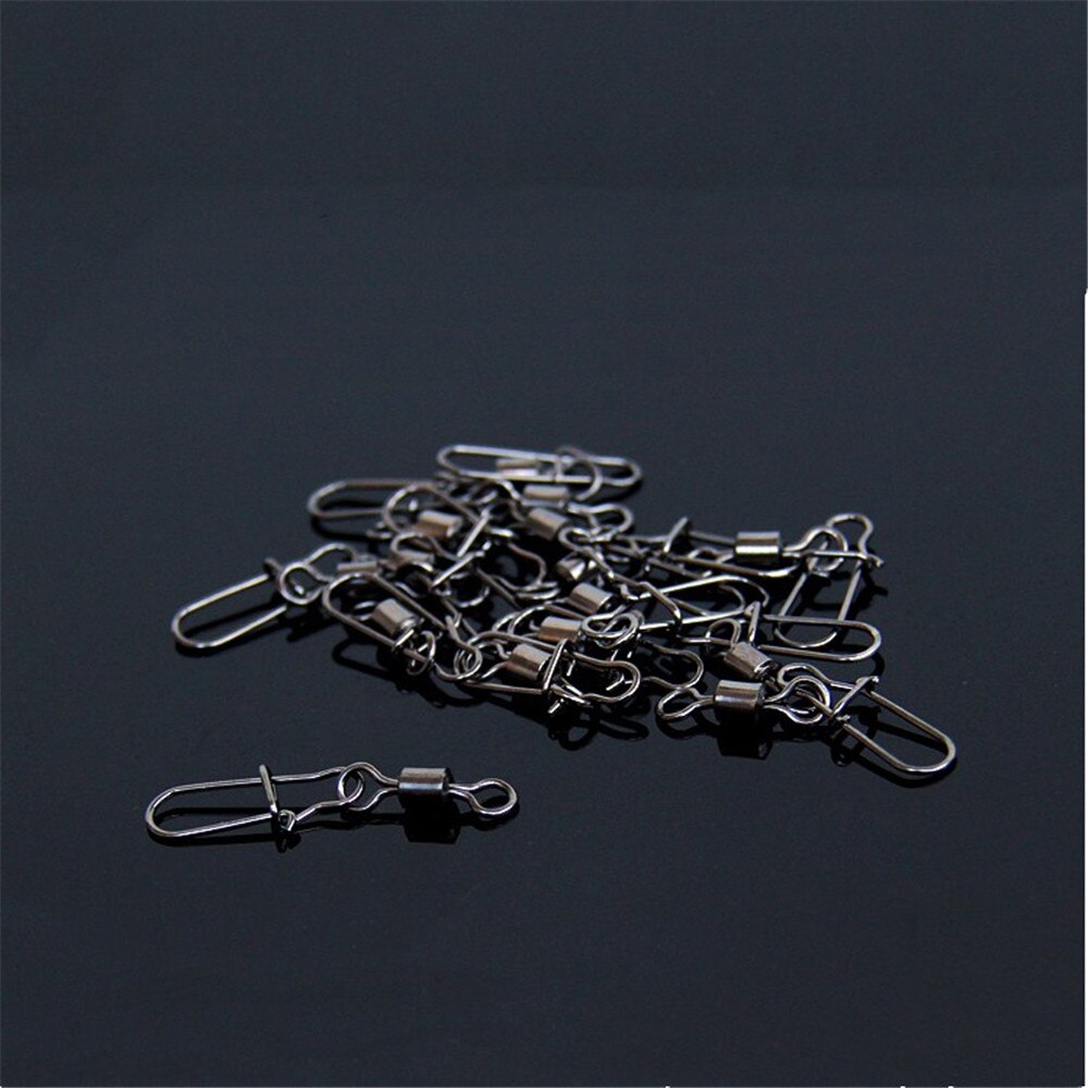 30pcs/Lot 2# -10# High Speed Spinner Fishing Rolling Swivel With Fast Lock Snap Hook Lure Connector Bait Terminal Fishing Tackle