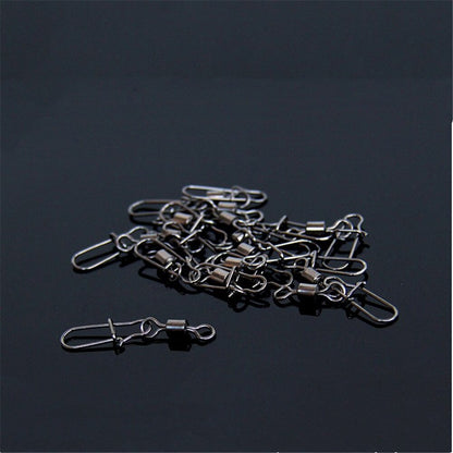 30pcs/Lot 2# -10# High Speed Spinner Fishing Rolling Swivel With Fast Lock Snap Hook Lure Connector Bait Terminal Fishing Tackle