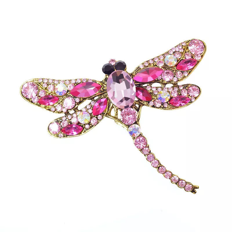 CINDY XIANG Vintage Rhinestone Dragonfly Brooches for Women Large Insect Brooch Pin Fashion Dress Coat Accessories Cute Jewelry