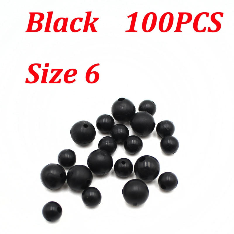 100x Soft Rubber Shock Beads Floating Rig Carp Fishing Bore Beads Chod Helicopter Rigs Beads Shank Bead Carp Fishing Accessories