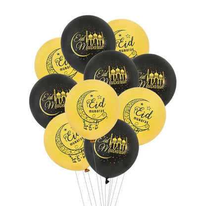 10Pcs Eid Mubarak Latex Balloon Ramadan Kareem Decoration Air Globos Ramadan Mubarak Muslim Islamic Festival Party Supplies 2024