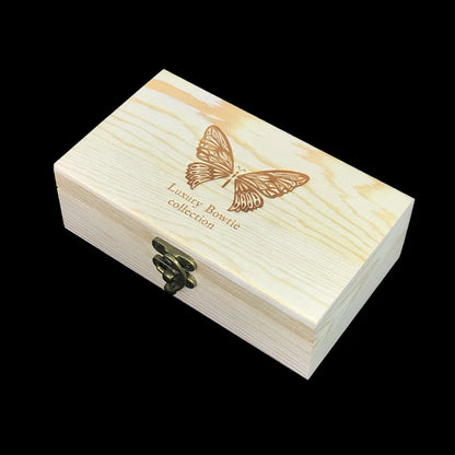 KAMBERFT Design Handmade Feather Bow Tie Brooch Wooden Box Set High Quality Men's Bowtie Leather Tie for Wedding Party Banquet