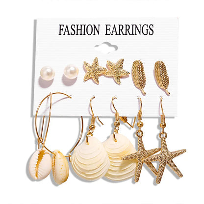 17KM 30 Boho Tassel Earrings Bohemian Long Earrings Set for Women Brincos Geometric Fabric Drop Earring Female Fashion Jewelry