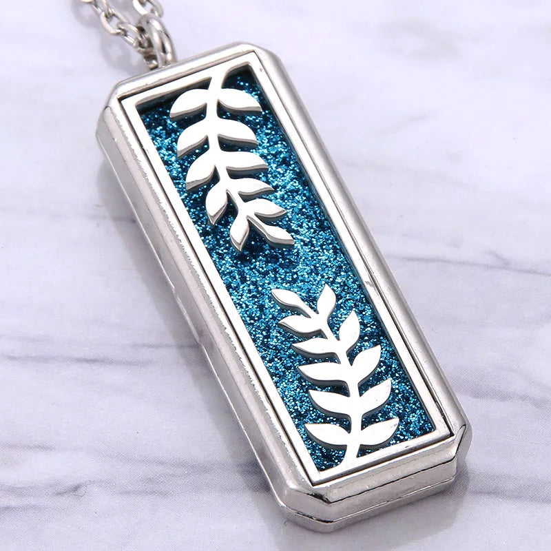 Square Stainless Steel Magnetic Aromatherapy Diffuser Necklace Jewelry Perfume Locket Pendant Essential Oil Locket Necklace