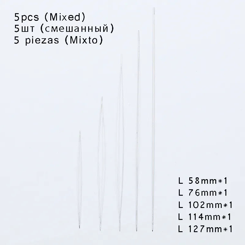 BTFBES 5pcs Central Opening Jewelry Beading Needles Stainless Steel Pins Jewelry Bracelets Handmade Making Beads DIY Accessories