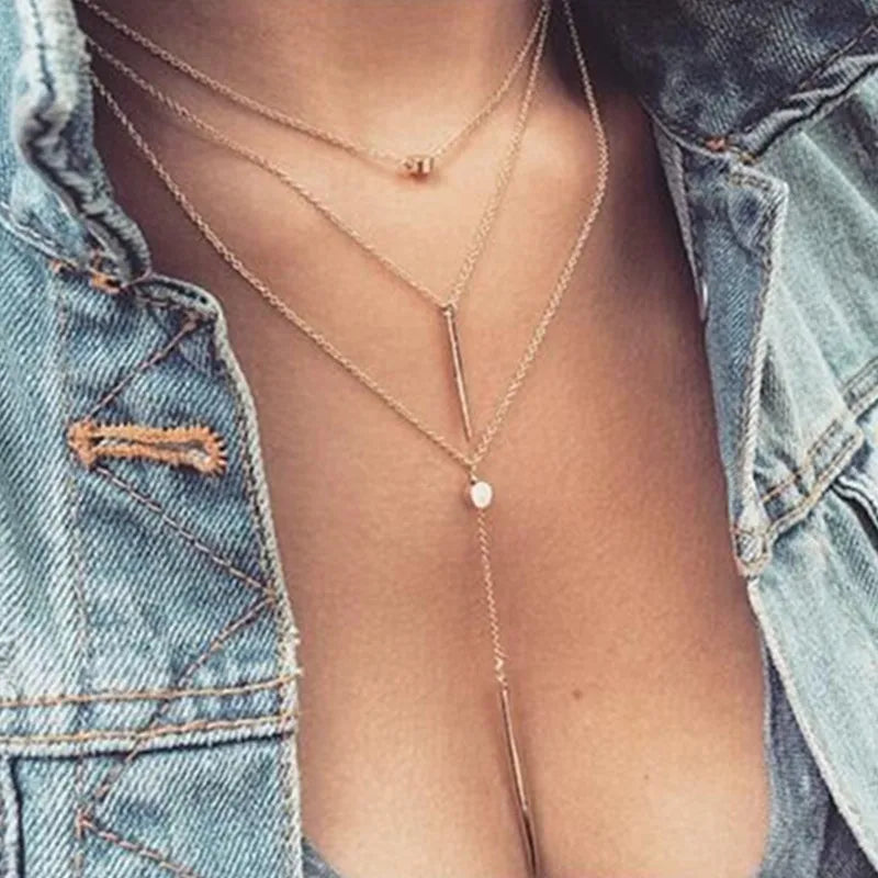 New Fashion Heart Leaf Moon Pendant Necklace Crystal Necklace Women Holiday Beach Statement Jewelry