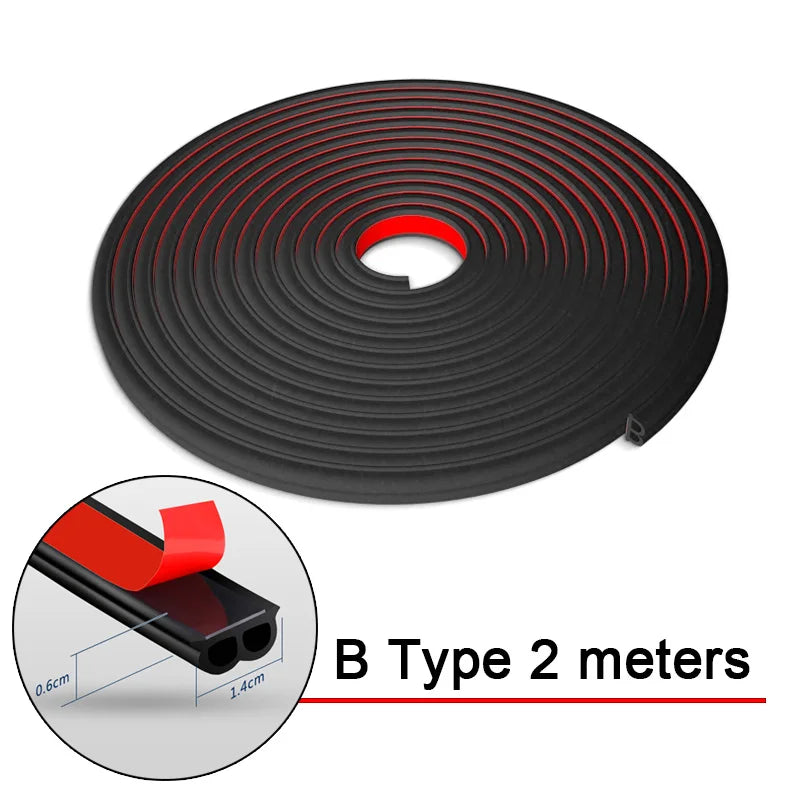 Car-Styling 2Meter B Z P D Type Car Rubber Seal Sound Insulation Weatherstrip Edge Trim Noise Insulation Car Door Sealing Strip