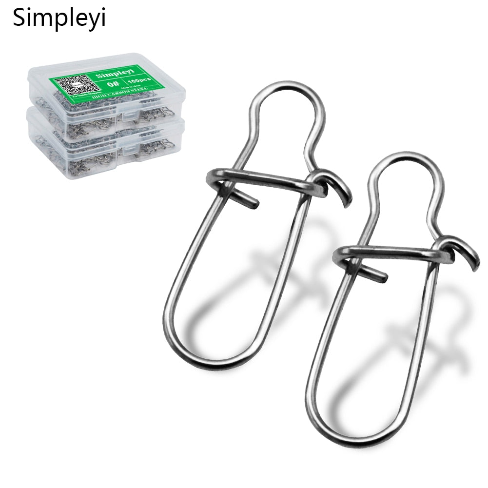 50pcs/Box Stainless Steel Fishing Connector Hooked Snap  Barrel Swivel Hook Lure Carp Tool Accessories Goods for Fishing