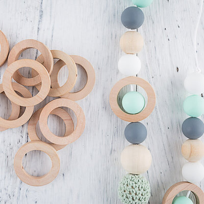 20PCS 25*8MM Wood Teether DIY Crafts for Baby Nursing Bracelets Necklace Wooden Rings Children'S Goods Teething Wooden Blank Toy