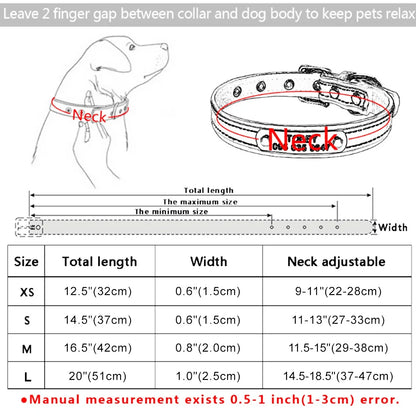 AiruiDog Adjustable Personalized Dog Collar Leather Puppy ID Name Custom Engraved XS-L