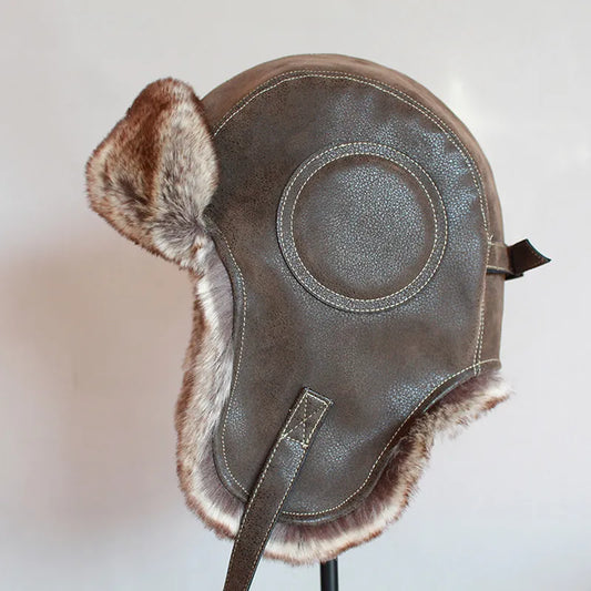 Winter Ushanka Hat Men Women's  Pilot Aviator Bomber Trapper Hat Faux Fur Leather Snow Cap With Ear Flaps