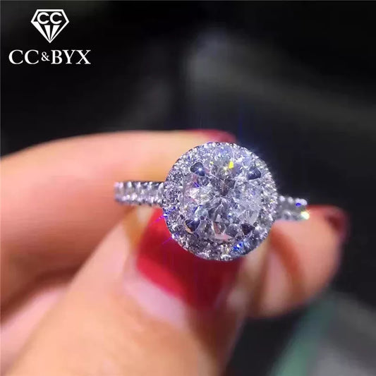 CC Rings for Women Cubic Zirconia Round Stone Bridal Wedding Engagement Ring Fashion Jewelry Drop Shipping CC583