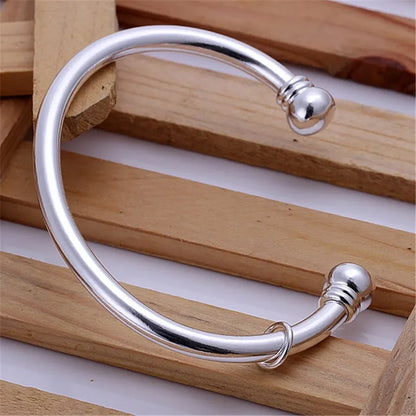 925 Silver Color Exquisite Luxury Gorgeous Fashion Wedding Women Lady Bracelet Bangle Charm Stamped  Nice Birthday