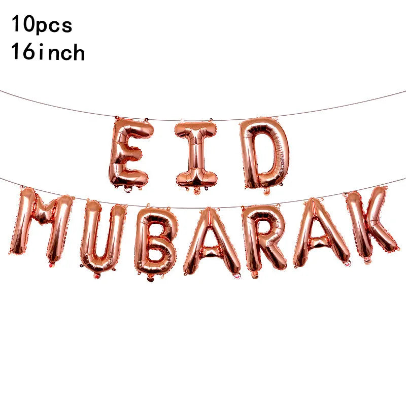 10pcs Eid Mubarak Latex Balloon Balloons Ramadan Kareem Decoration Ramadan Mubarak Muslim Islamic Festival Party DIY Decorations