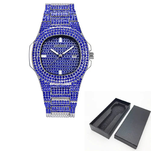 New 2021 ICE Out Role Hip Hop Watch Diamond Watch Men Silver Steel Mens Quartz Watches Waterproof Relogio Masculino