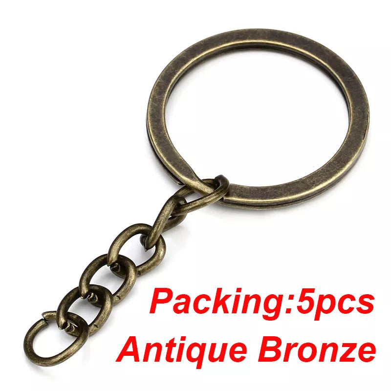 Louleur Key Chain Key Ring Keychain Bronze Rhodium Gold Color 28mm Long Round Split Keyrings DIY Jewelry Making