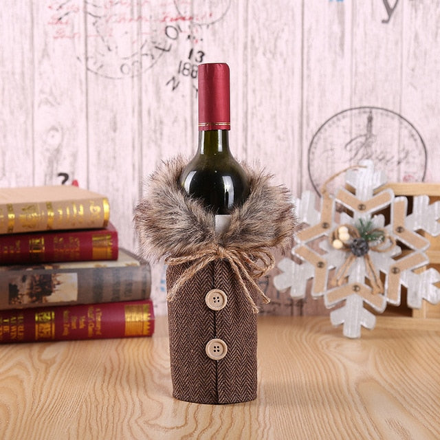Christmas Wine Bottle Cover Merry Christmas Decor for Home 2023 Navidad Noel Christmas Ornaments Xmas Happy New Year 2024