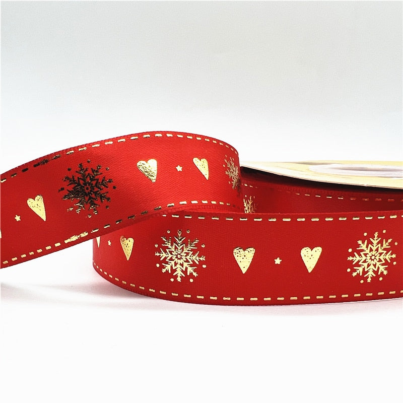 5yards 1inch 25mm Christmas Ribbon Printed Christmas Polyester Ribbon for Handmade Design Christmas Decoration DIY