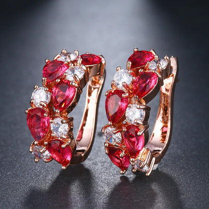 EMMAYA Luxury Rose Gold Color Earrings Flash CZ Zircon Ear Studs 12 Colors Earrings Women Brincos