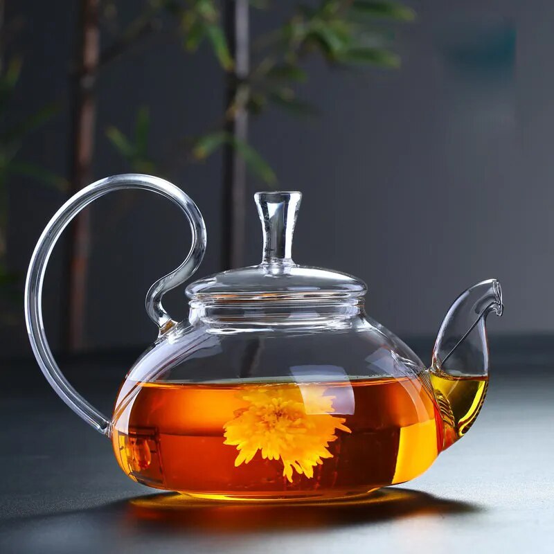 New Flower Puer Glass Tea Teapot Kung Fu Tea Maker With Heat Resistant Chinese G