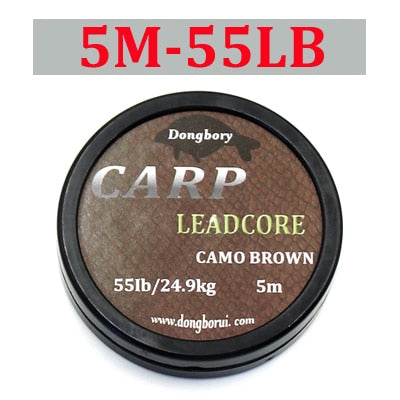 5m Braided Lead Core Carp Leader Line Camo Brown Mainline Leadcore for Carp Rig Chod Helicopter Rig Carp Coarse Fishing Line