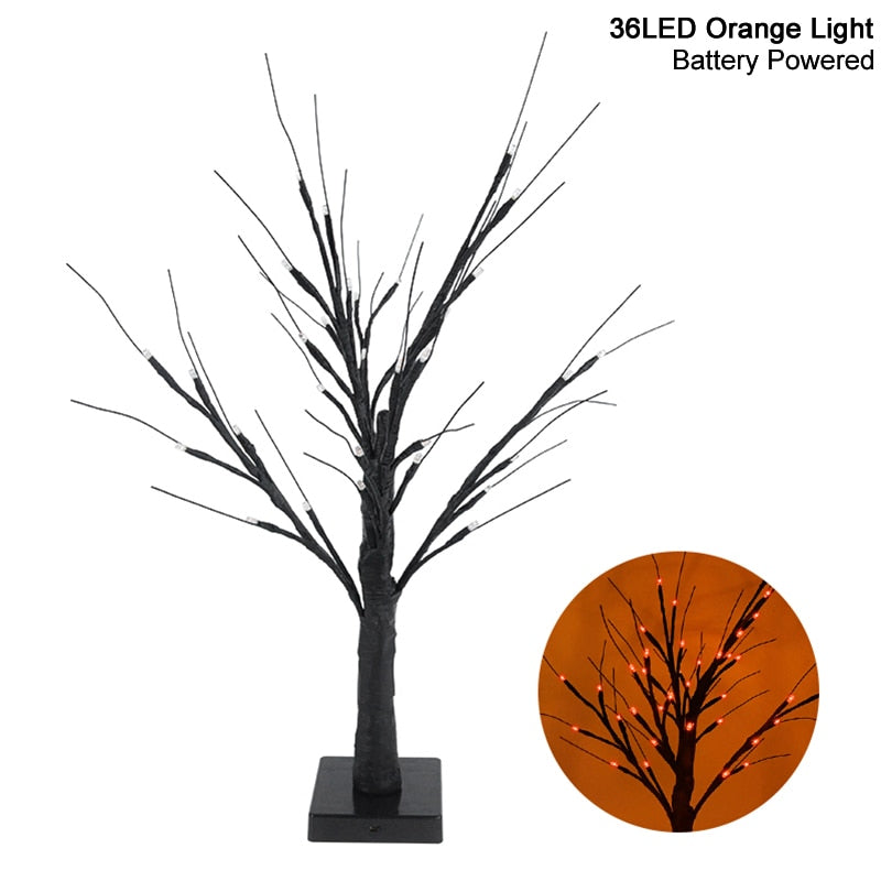 Halloween Decor LED Birch Tree Light Halloween Party Hanging Ornaments Tree Decorations for Home Table Kids Christmas Lamp