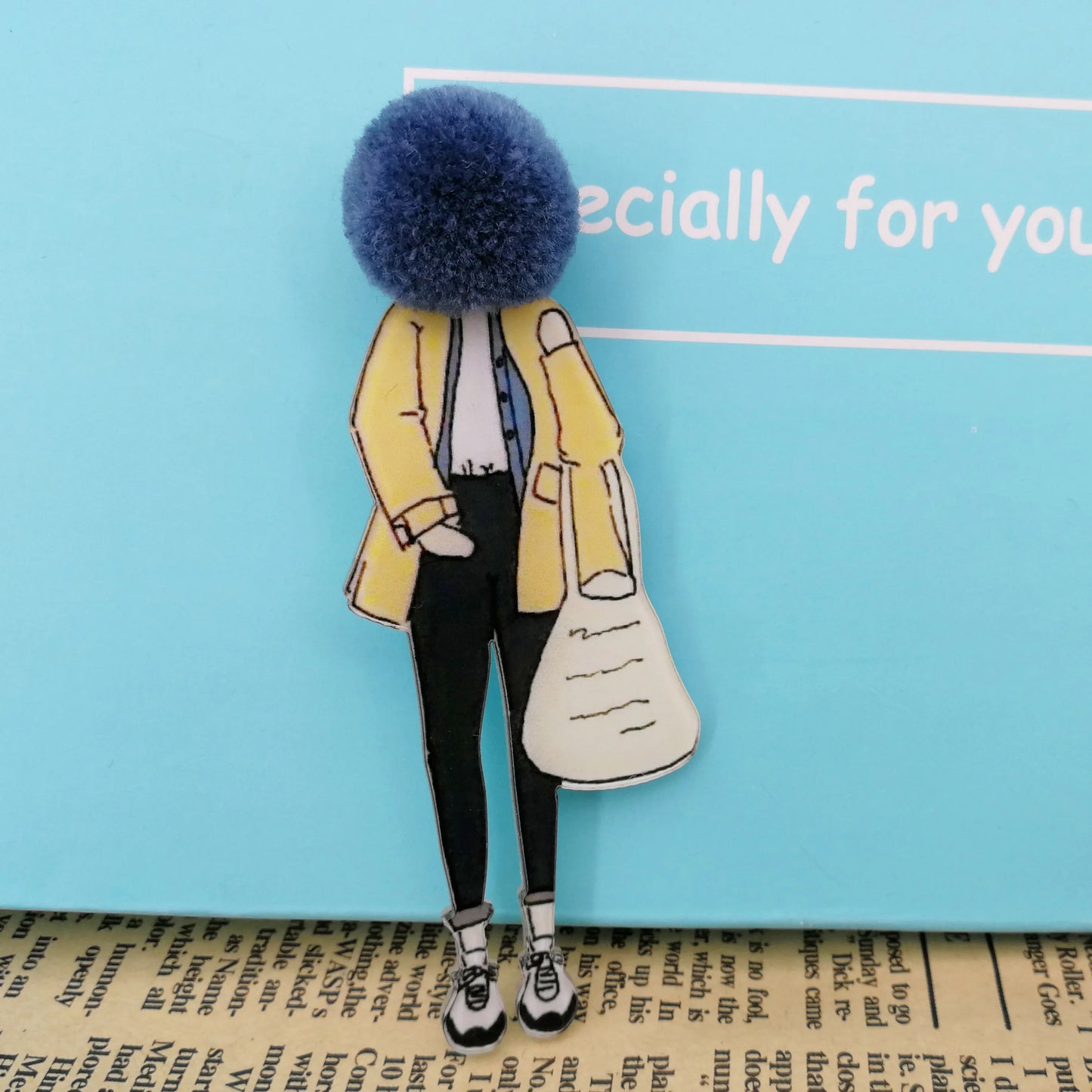 Fashion Brooch Pins for Woman Brooches Cute Girls Cartoon Models Acrylic Brooches Kawaii Pompom Clothing Jewelry Accessories