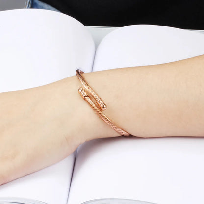 Unisex Elastic Cable Wire Bangle Stainless Steel Bracelet Screw With Removable End Plug Twisted Cuff Charm Beads Fit DIY Jewelry