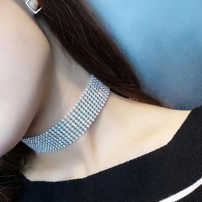 SUMENG 2024 European Style Women Bundle Neck Element Necklace Jewelry Punk Hip Hop Choker Inlay Rhinestone Collar