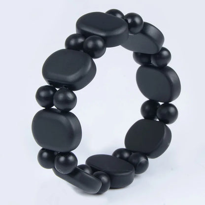 100%Quality Real Bianshi Black Natural Stone Bracelet Carve Black Beads Bracelet for Men&Women Jewelry