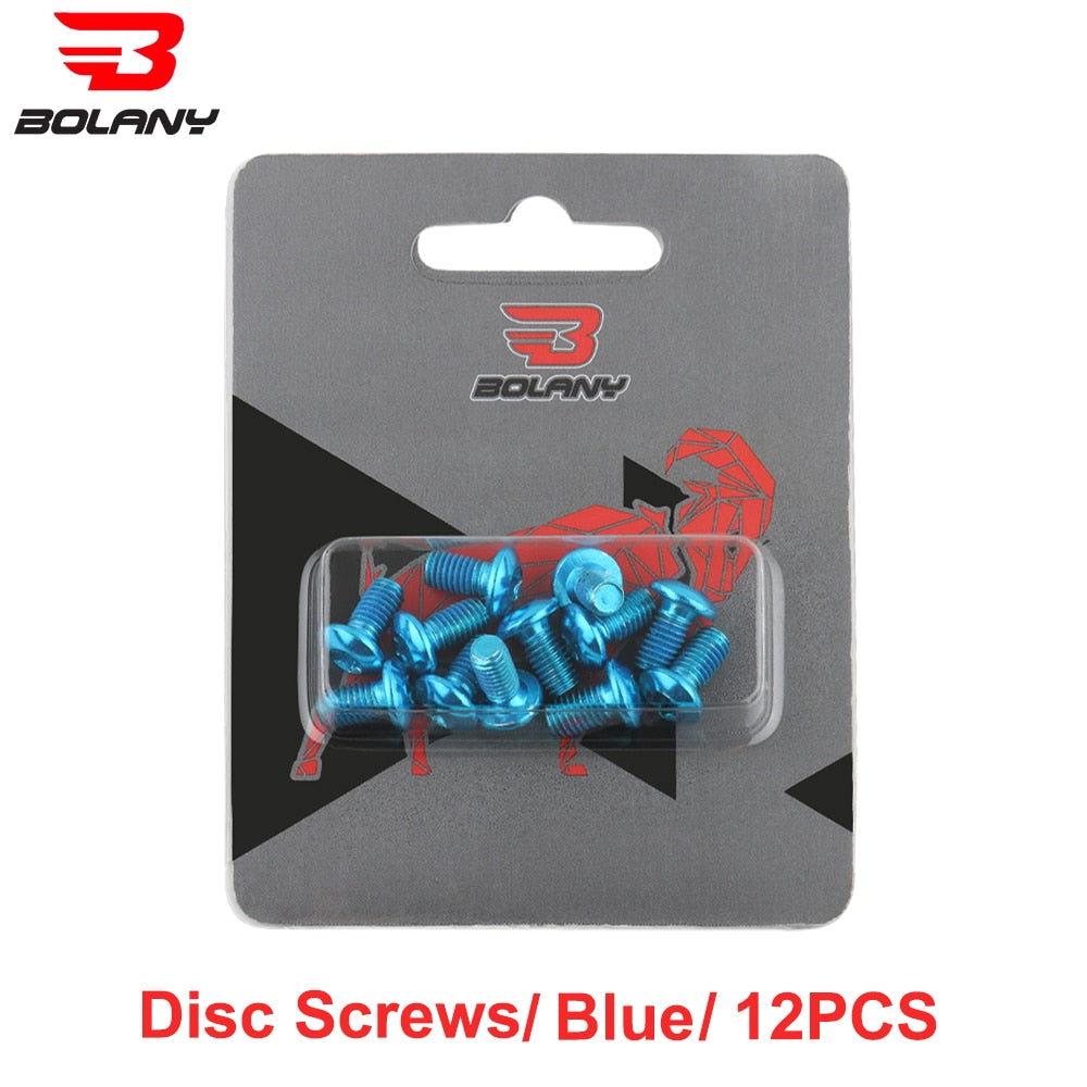 Bolany 12Pcs Bicycle Brake Disc Screws Bolt Rotor Replacement Cycling Colorful 1.8g for Mountain Bike Accessories