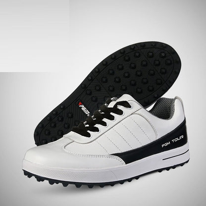 PGM Men's Golf Shoes Leather Waterproof Shoes Anti-Slip Spikes Sports Golf Sneaker Ventilation Slot Design
