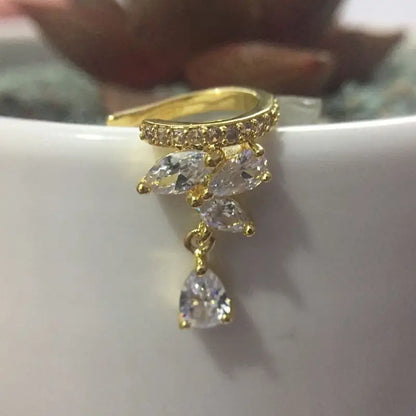 Fashion Drop Water Clip Earrings Jewelry Zirconia Crystal Jackets Jewelry Cuff Earrings for Women Boucle d'Oreille Aros AE230