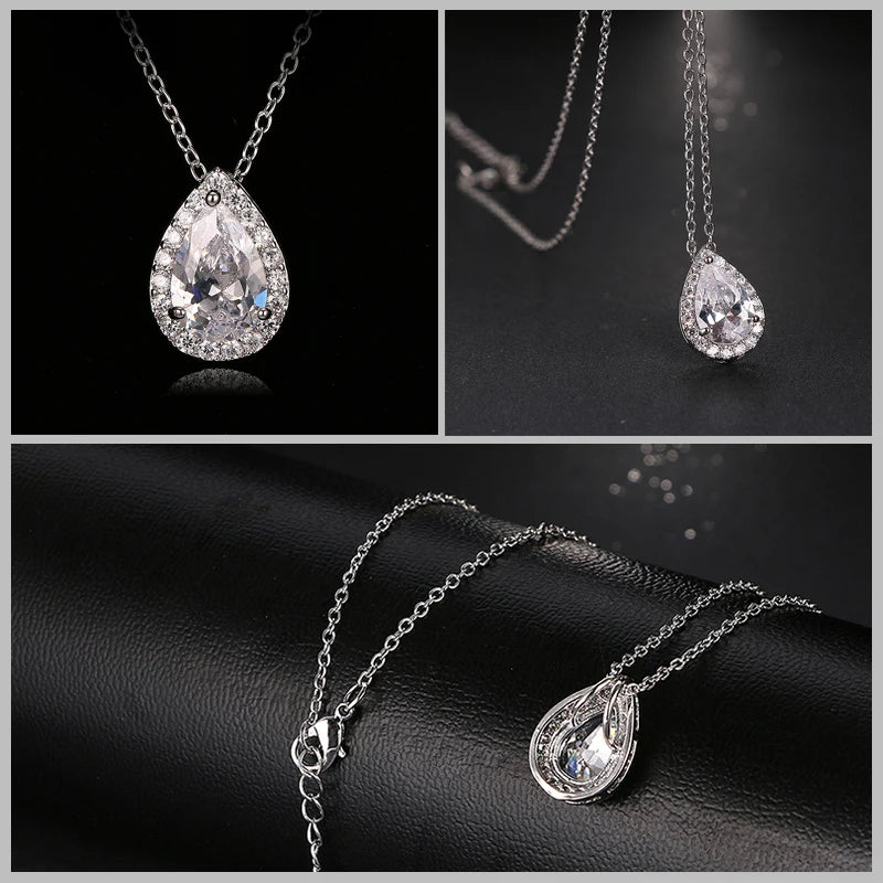 Nigerian Water Drop Cubic Zirconia Wedding Jewelry Sets Inlay Luxury Crystal Bridal Jewelry Set for Bridesmaids AS099