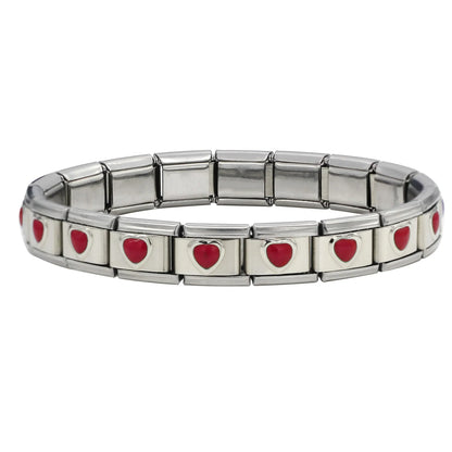 Hapiship Women Man Fashion Style Jewelry Heart Flower Butterfly Cross Dolphins Stainless Steel Elastic Bracelet Bangle ST00
