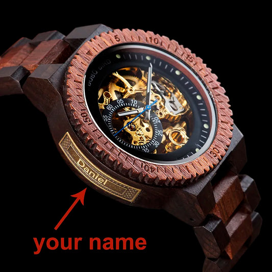 Personalized Watch Men BOBO BIRD Wood Automatic Watches Relogio Masculino Custom Anniversary for Him Engraving