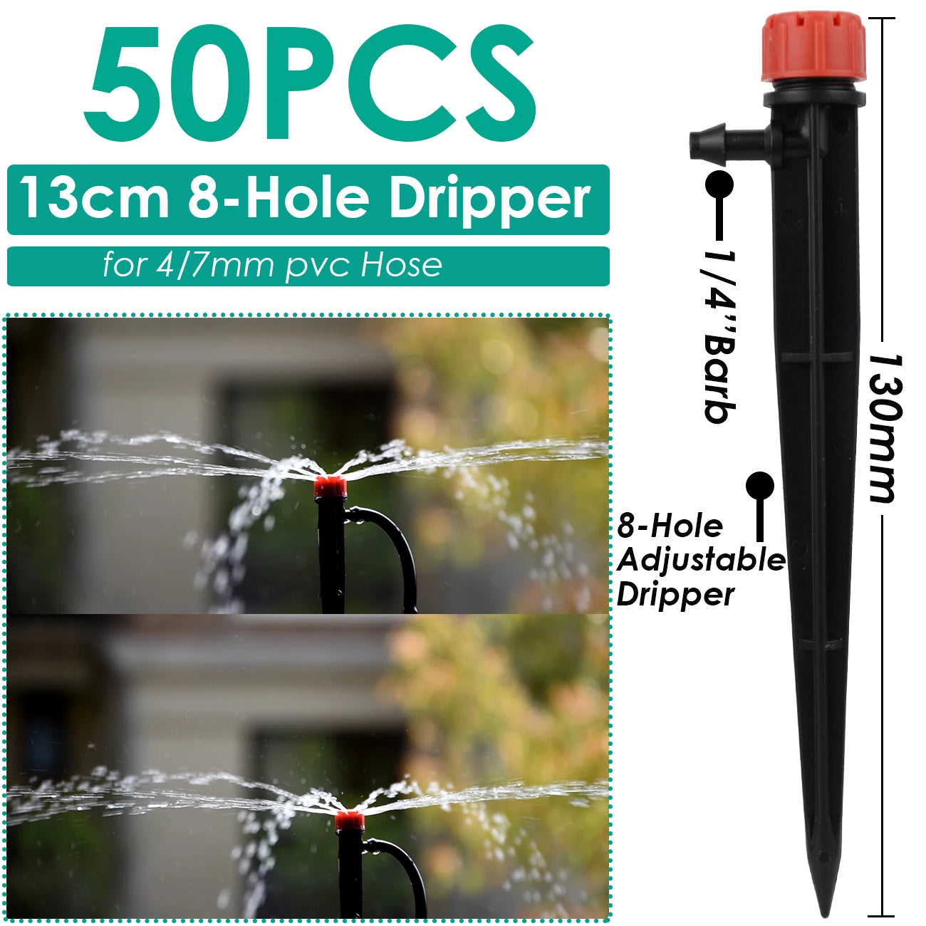 KESLA Garden Watering Drip Irrigation Adjustable Sprinkler 360 Degree Dripper Inserting Ground Fit 4/7mm Hose Greenhouses Yard