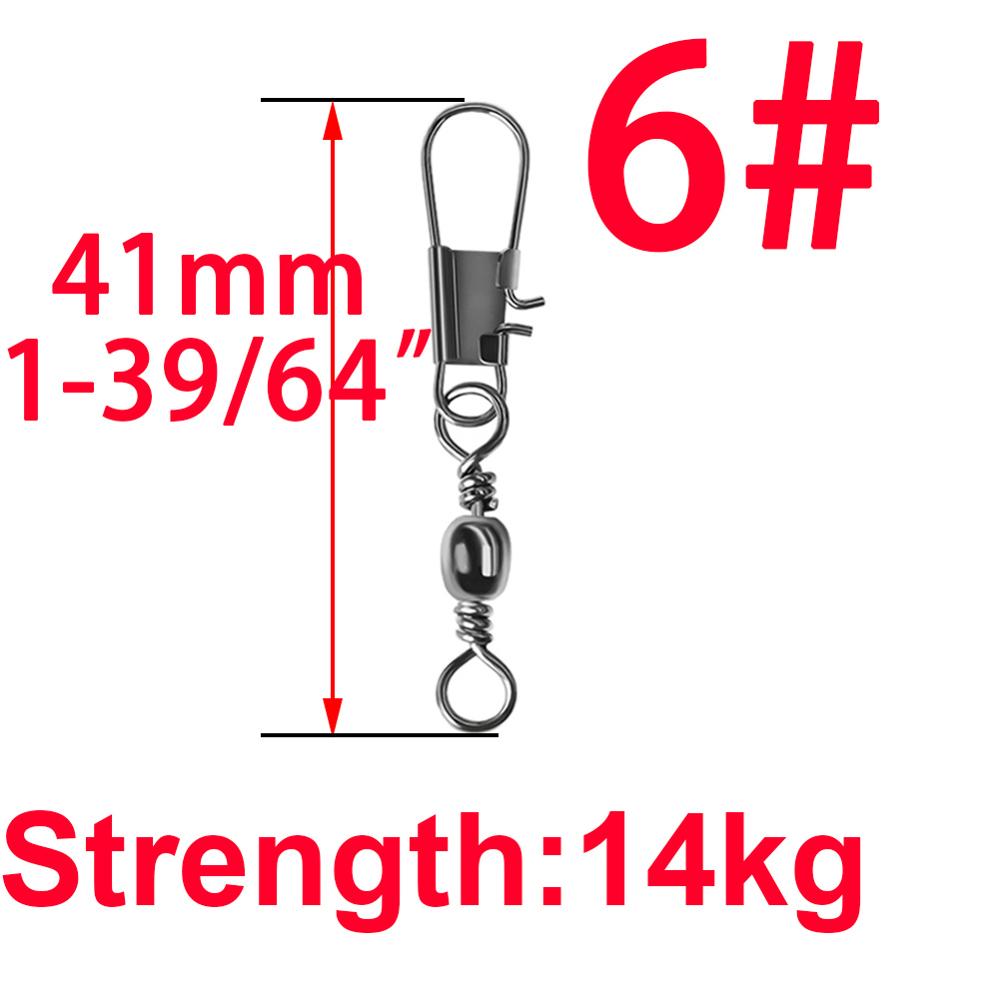 50pcs 14# to 3/0# Swivels Interlock Snap Fishing Lure Tackles Gear Accessories Connector Swivels Pin Bearing Rolling Solid Tool