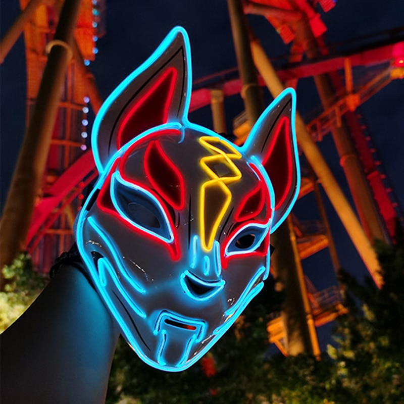 Fashion Halloween Party Mask Light Up Neon LED Mask for Halloween Carnival Party Glowing Anime Mask for Cosplay Decoration