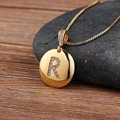 Nidin Women Girls Initial Letter Necklace 26 A-Z Charm Neck Pendants Copper CZ Jewelry Personal