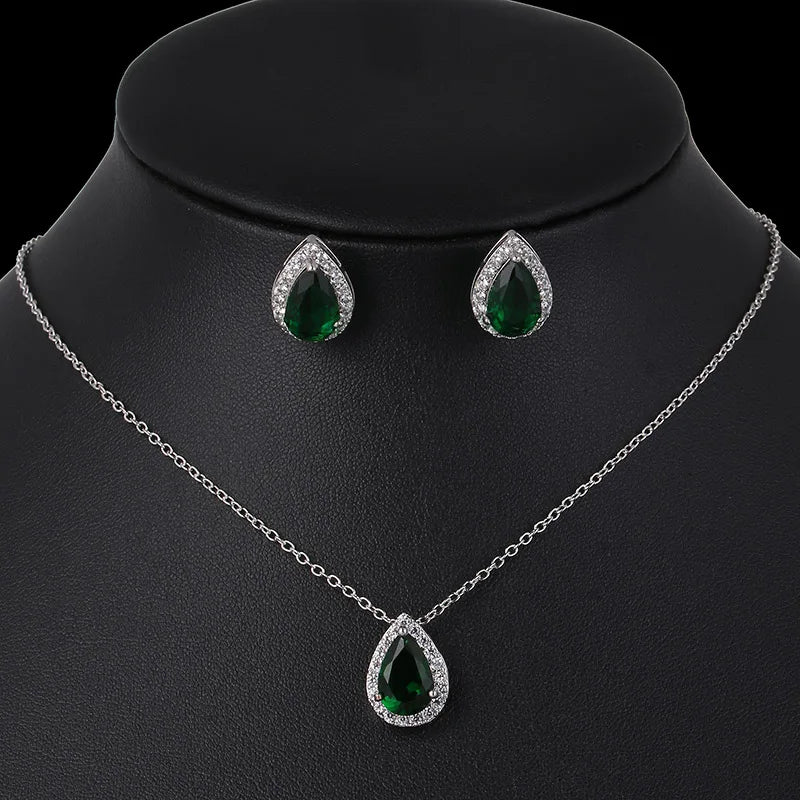 Nigerian Water Drop Cubic Zirconia Wedding Jewelry Sets Inlay Luxury Crystal Bridal Jewelry Set for Bridesmaids AS099