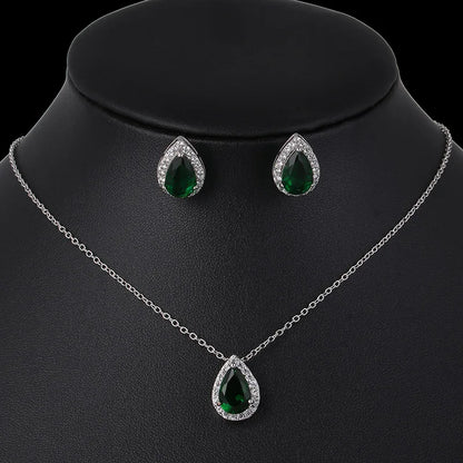 Nigerian Water Drop Cubic Zirconia Wedding Jewelry Sets Inlay Luxury Crystal Bridal Jewelry Set for Bridesmaids AS099