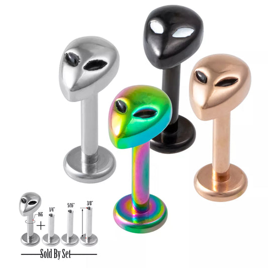 1PC Alien Labret Lip Ring Stainless Steel Internally Threaded Ear Cartilage Tragus Helix Stud Ear Piercing Women Body Jewelry