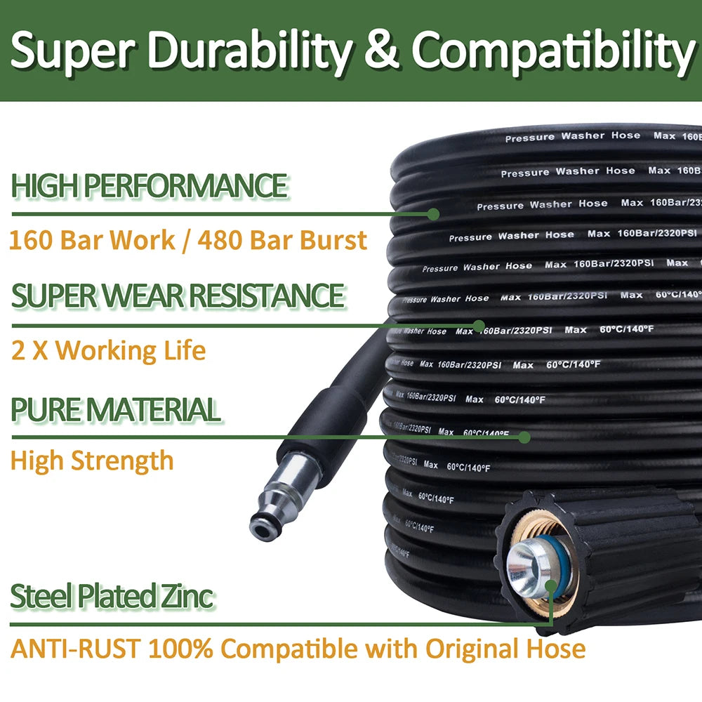 6~10m High Pressure Water Cleaning Hose Pipe Cord Pressure Washer Hose Car Washer Water Hose for Nilfisk STIHL Gerni HUSQVARNA