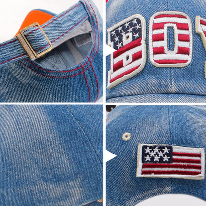 Kids Boys Baseball  Cap Summer Toddler  Children  Dad Hat Jean Casual Hip Hop Letter Denim Sun Snapback Casquette Blue