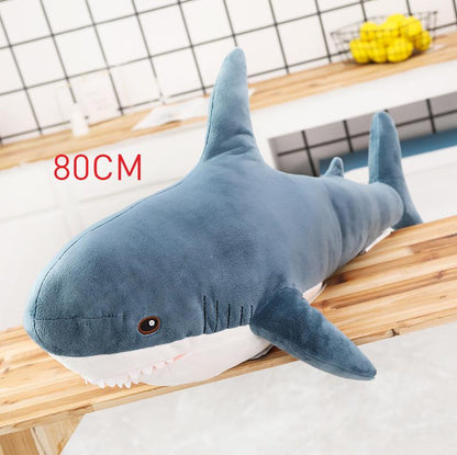 1pc 80/100cm Big Size Shark Plush Toy Soft Stuffed Speelgoed Animal Reading Pillow for Birthday for Children