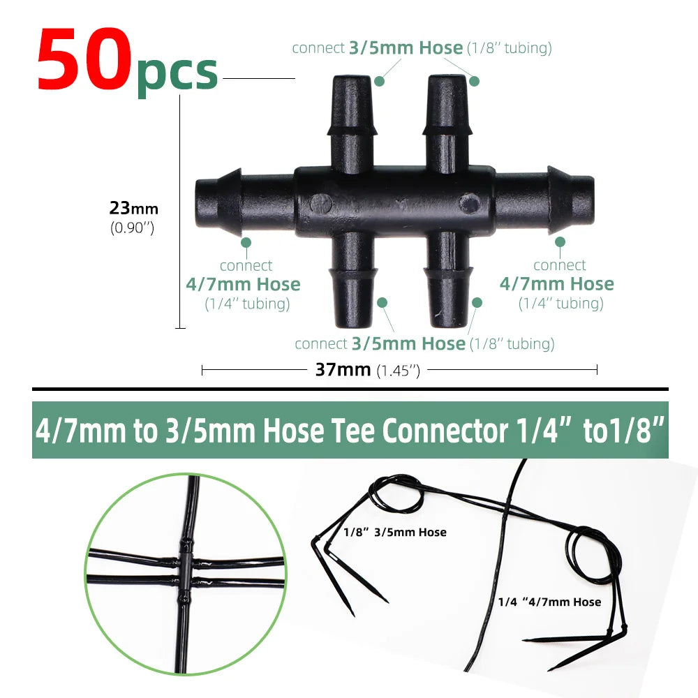 MUCIAKIE Garden Drip Irrigation Kit Micro Watering Elbow Drippers System for Greenhouse Pot Plants 1/8'' 3/5mm Hose Set 2/4 Ways
